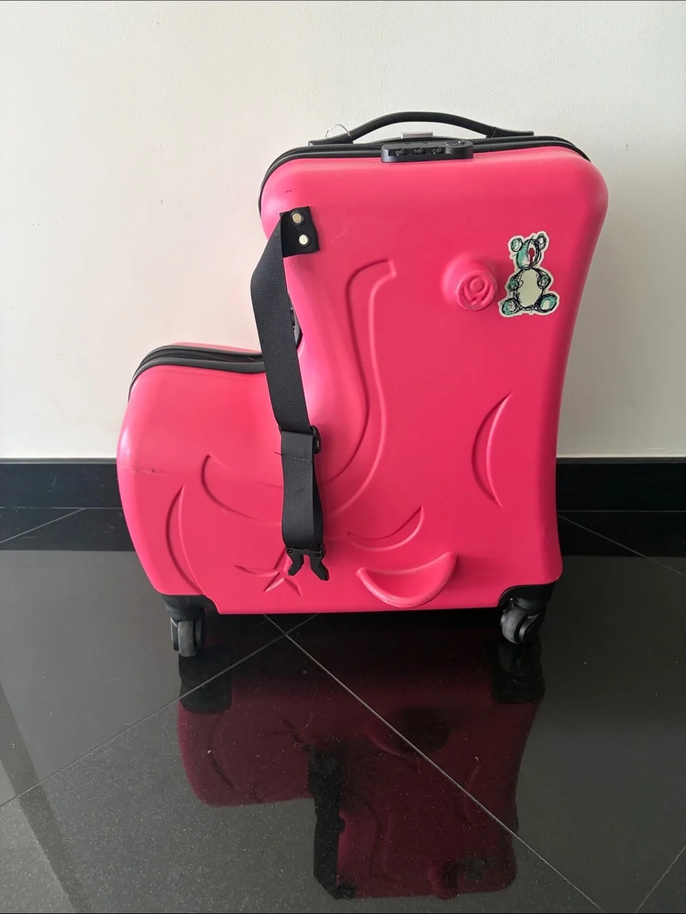 Kids Pink Rolling Scooter-Style Luggage